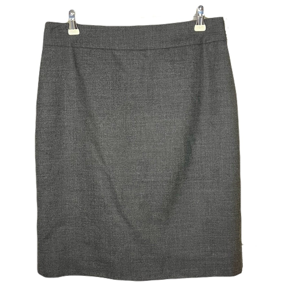 J‎ Crew Wool Blend Skirt Womens Size 0 Gray Pencil Knee Length Office Academia